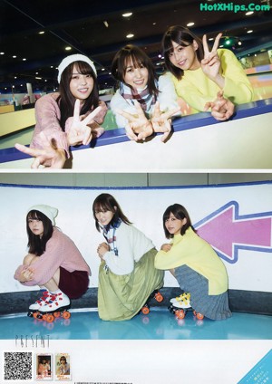 A group of three young women standing next to each other.