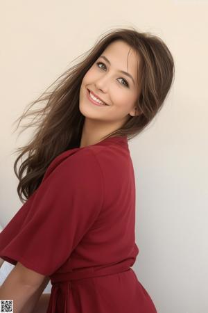 A young woman wearing glasses sitting on a bed.